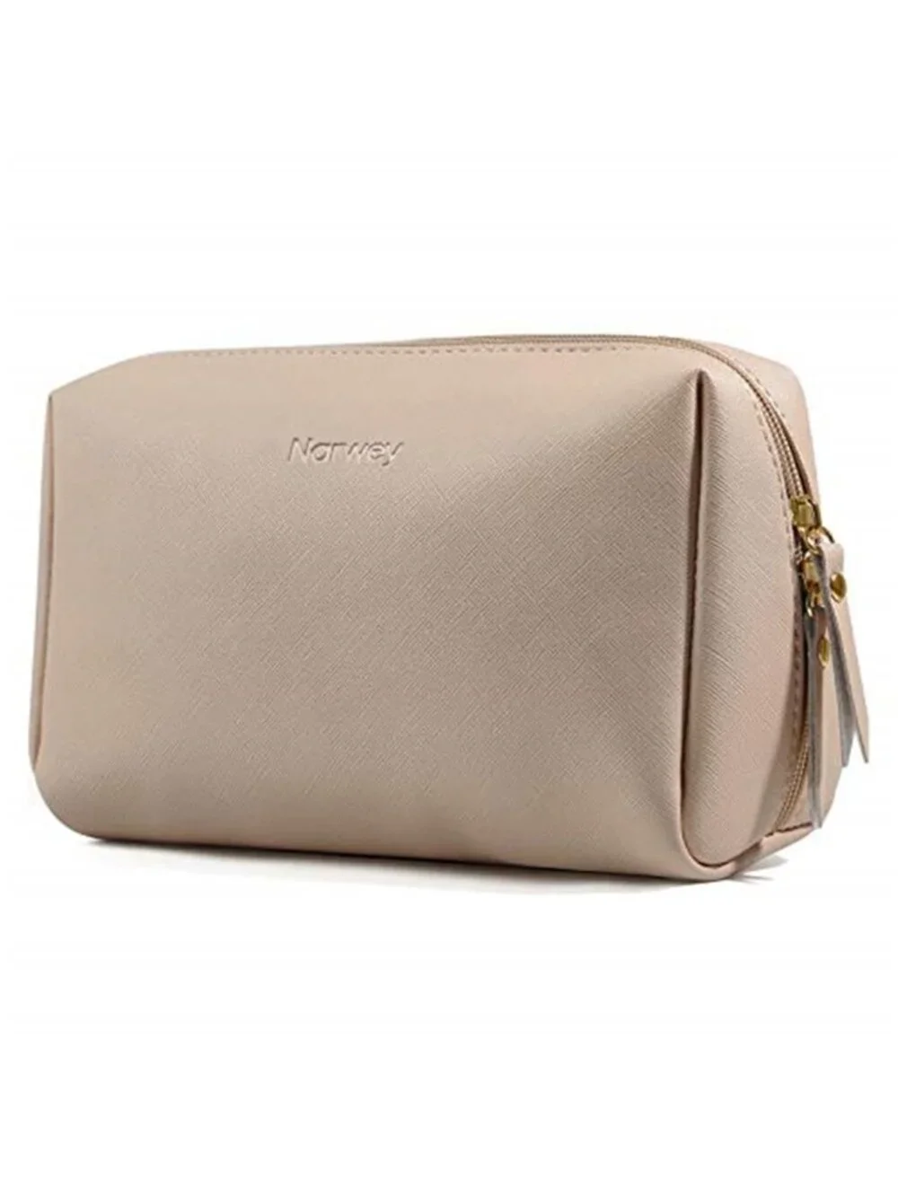 Brown PU Leather Makeup Bag Large Travel Cosmetic Organizer Toiletry Pouch